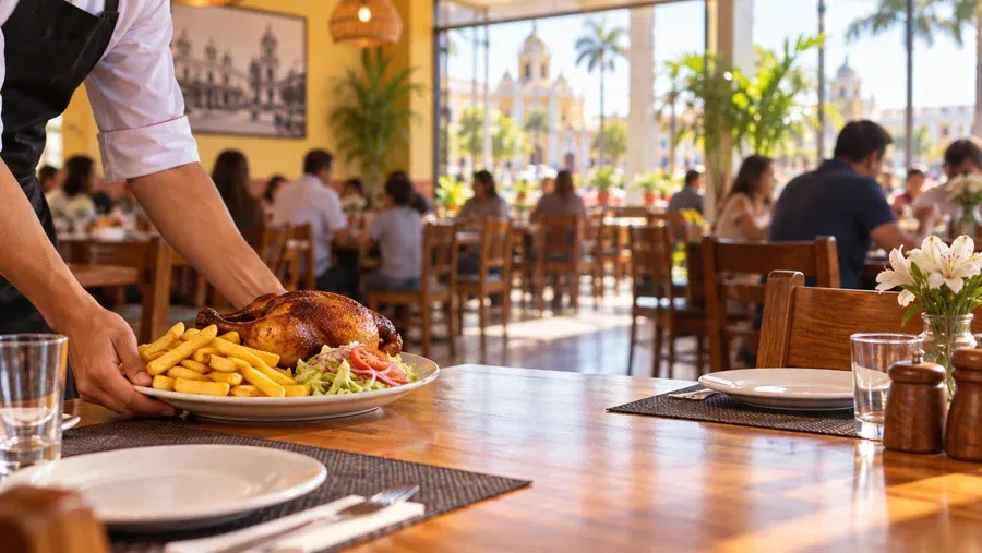 Servicio de mesa en una pollería familiar de Trujillo